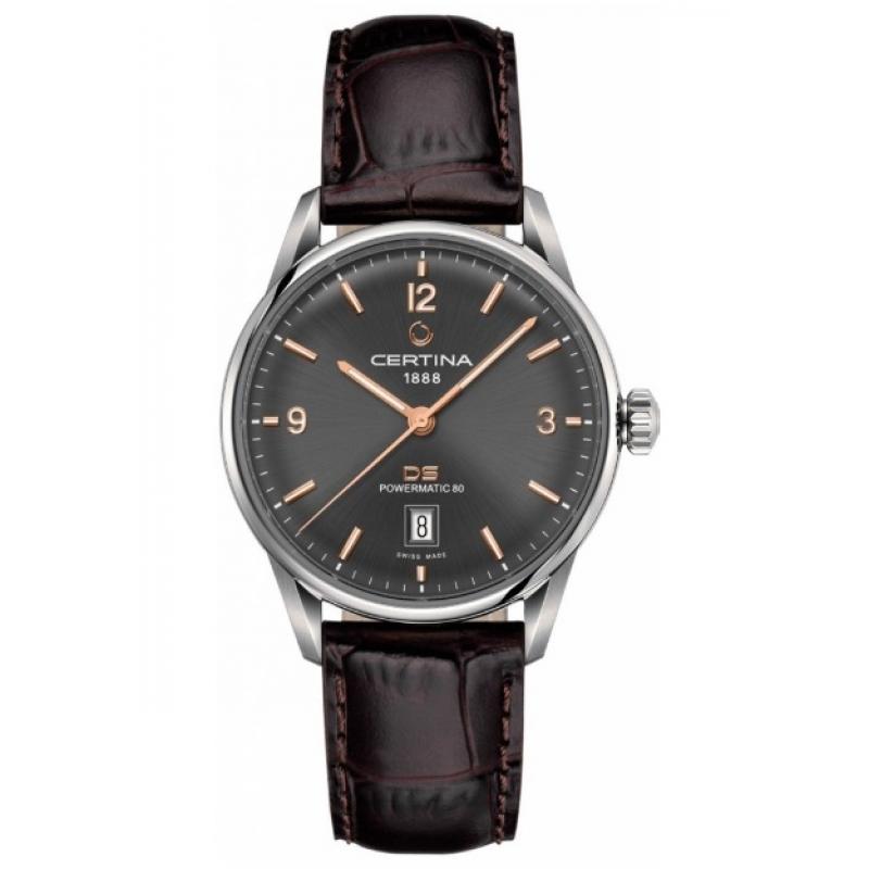 Ceas barbati Certina DS DS Powermatic 80 C026.407.16.087.01, Otel inoxidabil/Piele, 10 ATM, Maro