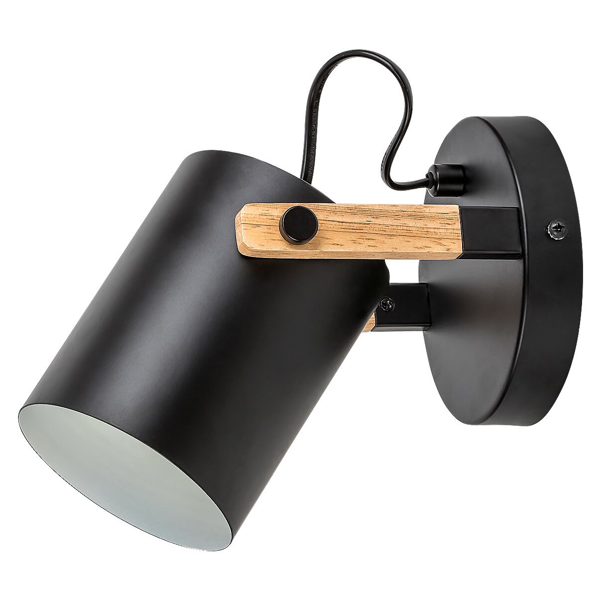 Aplica Nicolas Rabalux, 1xE27 G45 max 10W, Metal, Lemn, Negru, IP20