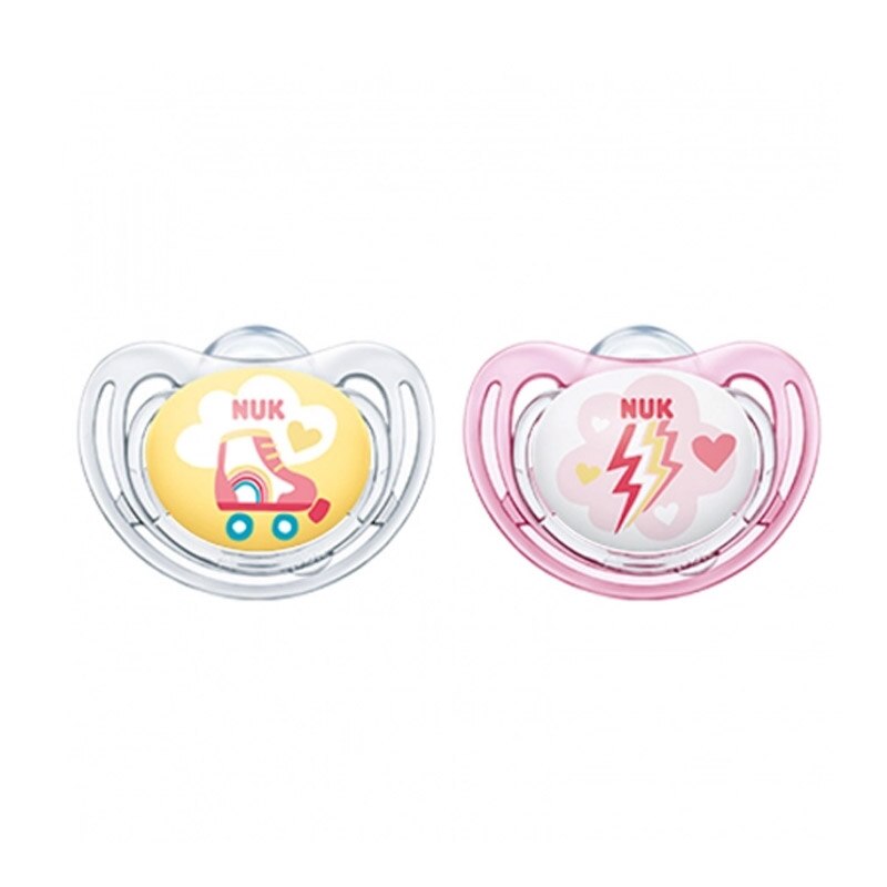 Set 2 suzete ortodontice din silicon Nuk Freestyle 736208B, Roz 6-18 luni