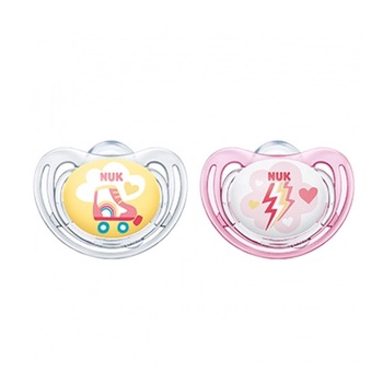Set 2 suzete ortodontice din silicon Nuk Freestyle 736208B, Roz 6-18 luni Set 2 suzete ortodontice din silicon Nuk Freestyle 736208B, Roz 6-18 luni