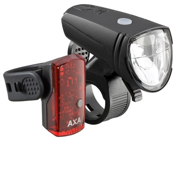 Set Lumini cu Acumulator AXA Green Line 25 Lux LED USB CB Set Lumini cu Acumulator AXA Green Line 25 Lux LED USB CB