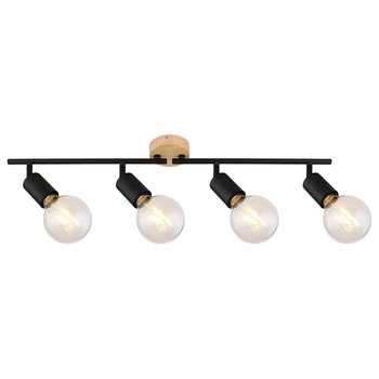Bara spot Pablo Rabalux, 4xE27 max 40W, Metal, Lemn natur, Negru, IP20 Bara spot Pablo Rabalux, 4xE27 max 40W, Metal, Lemn natur, Negru, IP20