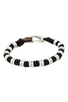 Rockstone, Bratara de piele cu detalii de otel inoxidabil Rockstone, Bratara de piele cu detalii de otel inoxidabil