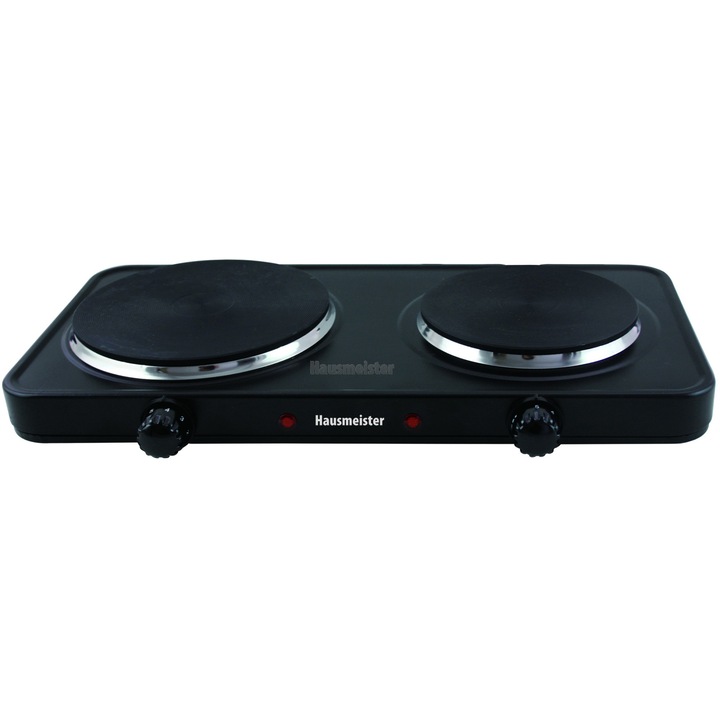 Hausmeister HM6133 Kétlapos főzőlap, 2500W, 15.5 cm és 18.5 cm főzőlap átmérő, Fekete