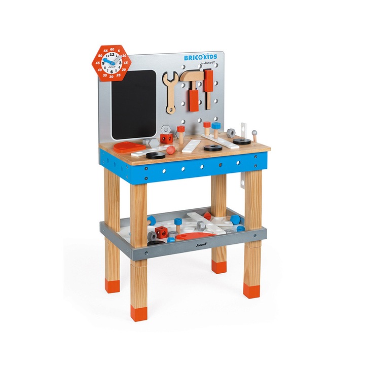 Banc de lucru, Janod, din lemn, magnetic, 40 piese, 3 ani+