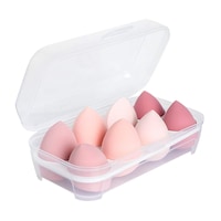 Set 8 bureti pentru machiaj umed / uscat, Cutie depozitare, Fara latex, Multicolor, MNK-Tech813