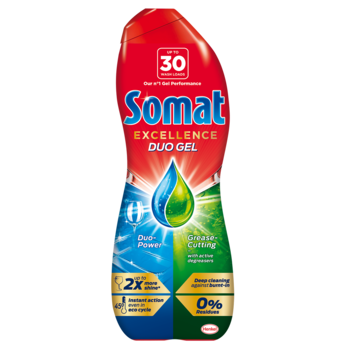 Detergent pentru masina de spalat vase Somat Excellence Duo Gel, 30 spalari Detergent pentru masina de spalat vase Somat Excellence Duo Gel, 30 spalari