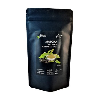 Pulbere de Matcha ( Ceai Verde) , Atelier, Raw Vegan,60 grame Pulbere de Matcha ( Ceai Verde) , Atelier, Raw Vegan,60 grame