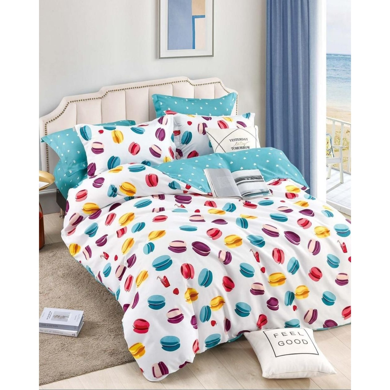 Set Lenjerie Finet, Cearceaf de Pat cu Elastic, 6 Piese, Pat 2 Persoane, Food, FNJE-51