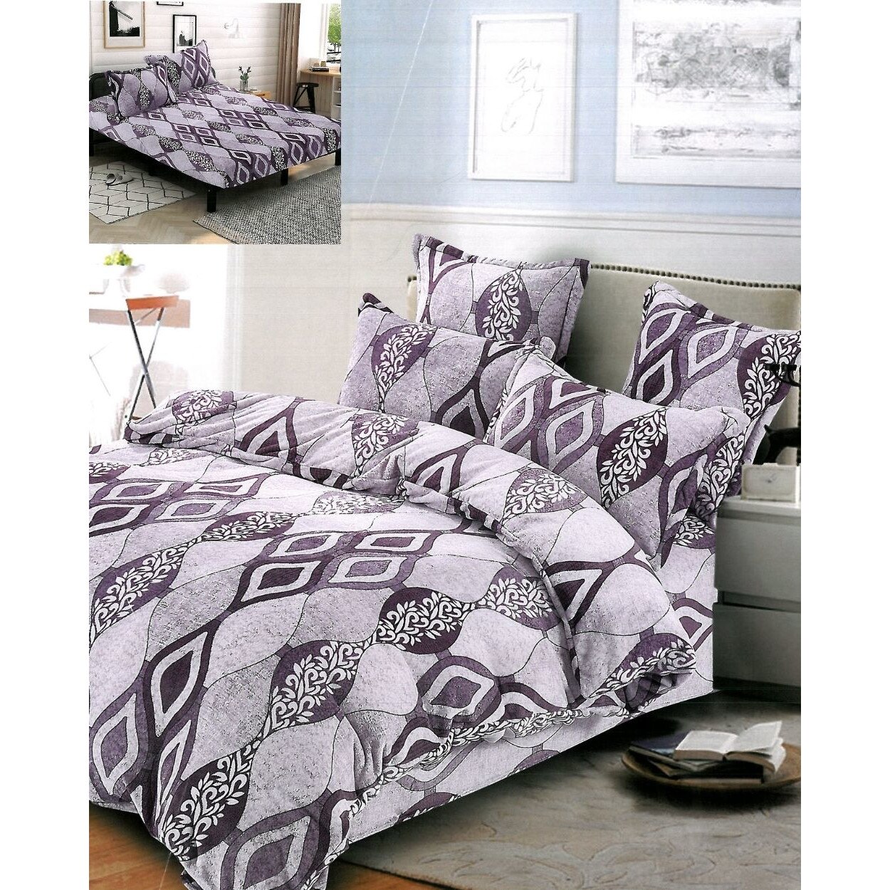 Lenjerie de Pat Cocolino cu Elastic, 2 Fete, 6 Piese, Pat 2 Persoane, Diana, LCT-32