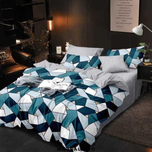 Lenjerie pucioasa, 6 pcs 200x 230 cm, alb/albastru/crem FINET