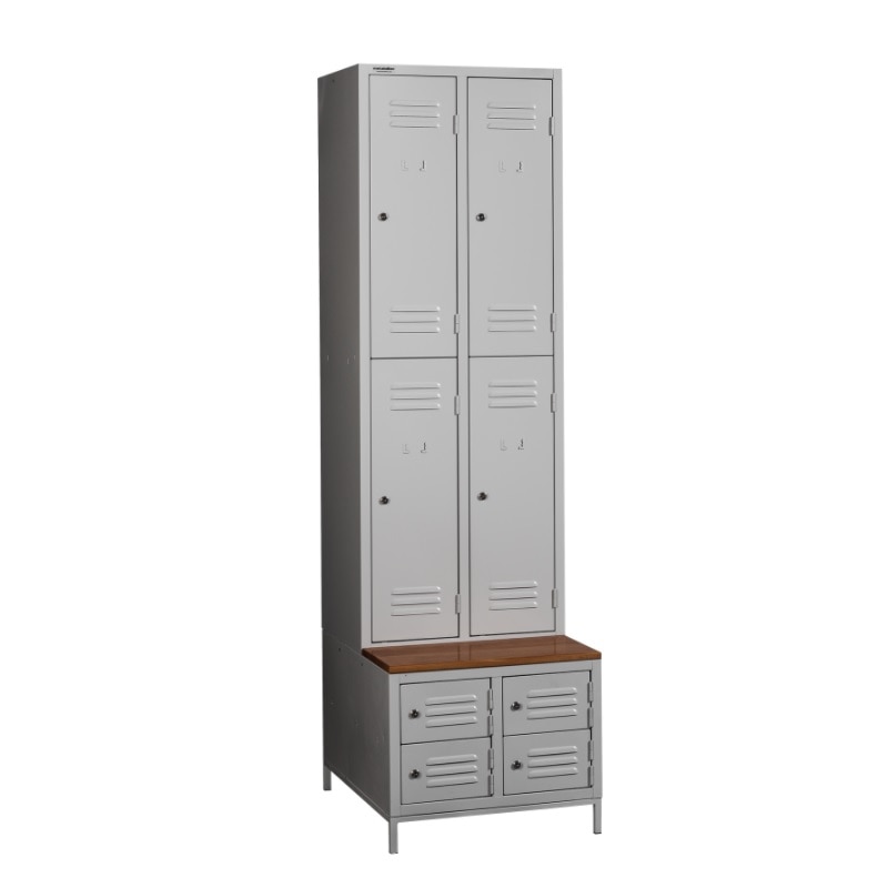 Vestiar compartimentat 4+4 cu bancuta 4 usi imbracaminte si 4 usi incaltaminte L600xA800xH2170 mm