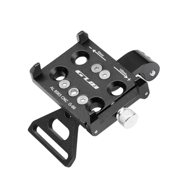 Suport multifunctional telefon sau camera GoPro sau lanterna, GUB G-99, aluminiu, pentru bicicleta, Negru