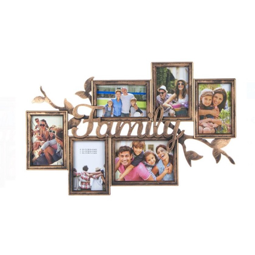 Rama foto de familie, cu 6 pozitii, plastic, 60x38 cm, M Deco