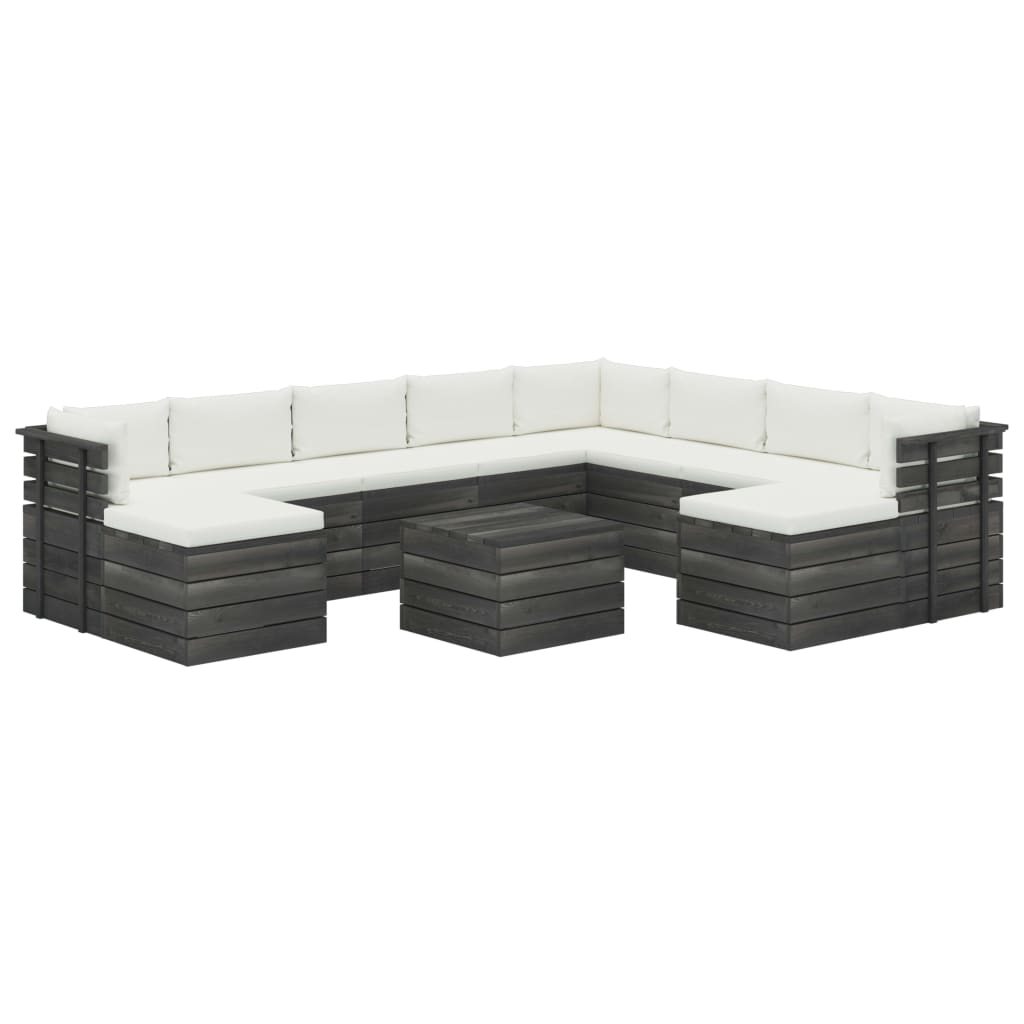 Set mobilier gradina din paleti cu perne, 11 piese, lemn de pin