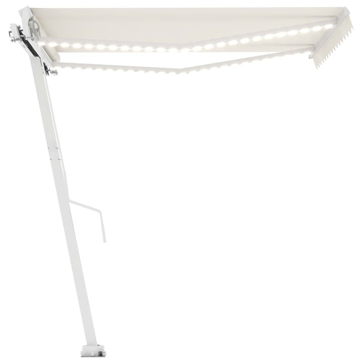 Ръчно прибиращ се сенник с LED vidaXL, 350x250 см, кремав, 45.68 kg