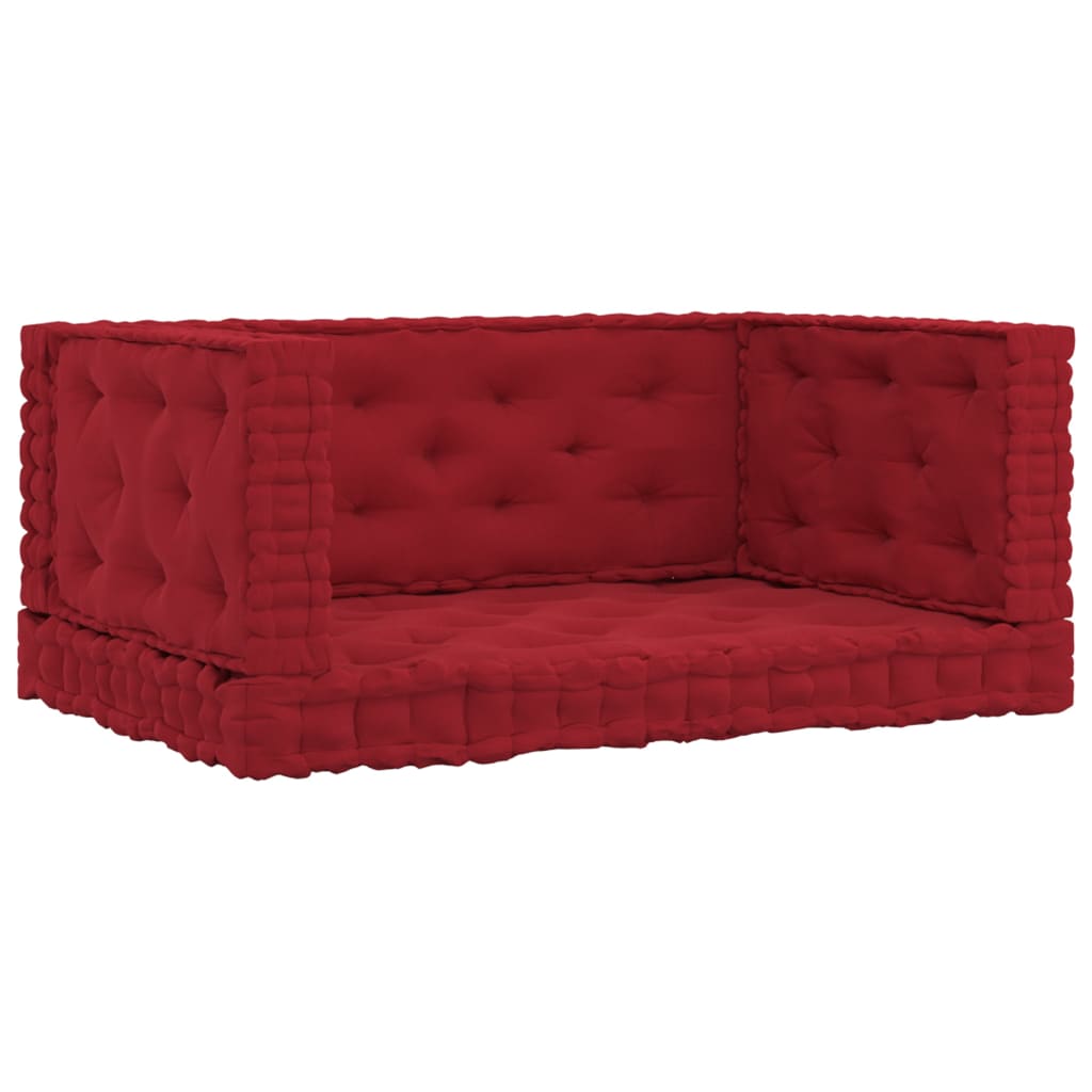 Set perne pentru podea paleti, 4 buc, rosu visiniu, bumbac 3068624