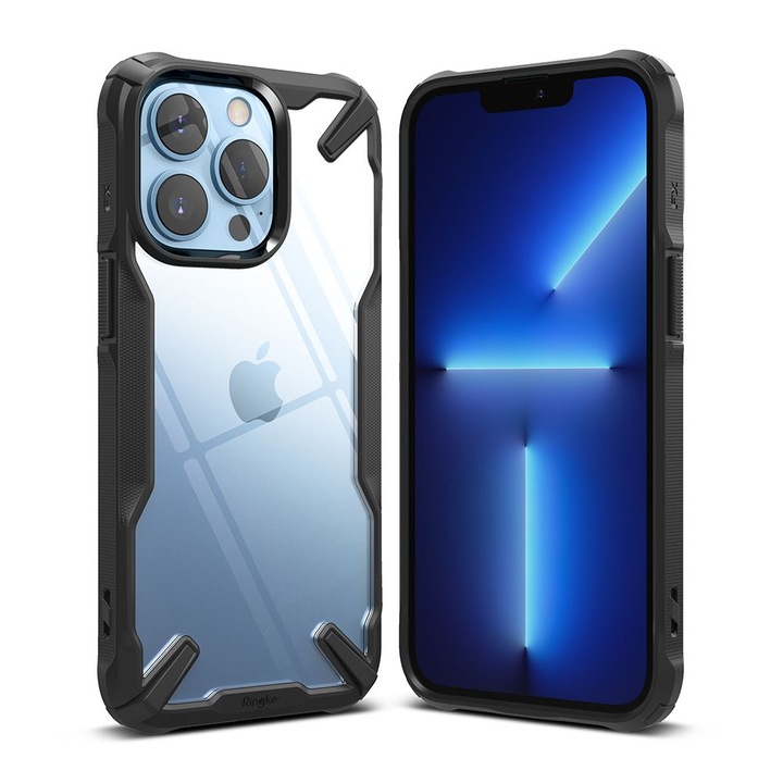 AZIAO Tech X Design Case, Съвместим с Apple iPhone 13 Pro, Fusion Smart Protection, Anti-Impact, Extra Grip Texture, Anti-Drop Test, Military-Grade Protection, Titanium Black