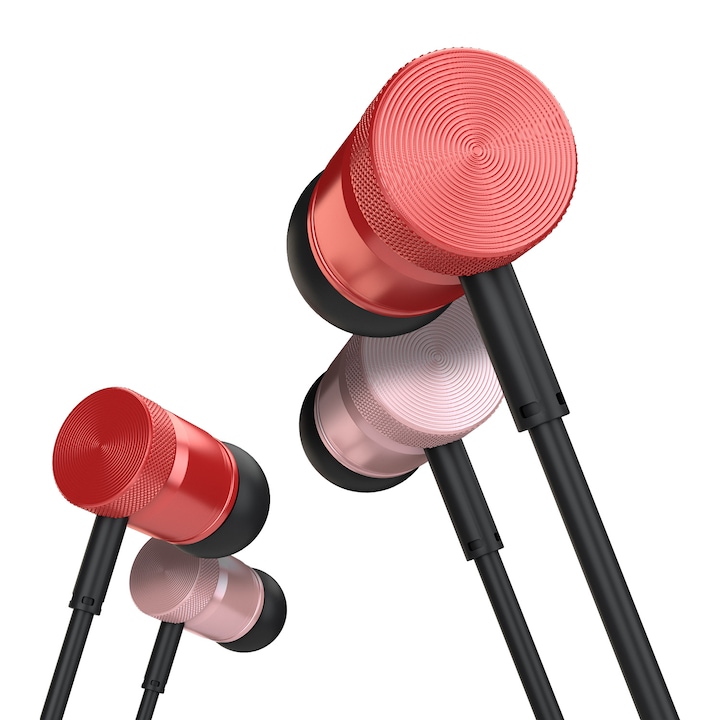 Set 2 perechi casti audio, Mojo, Jack 3.5mm, Roz/Rosu