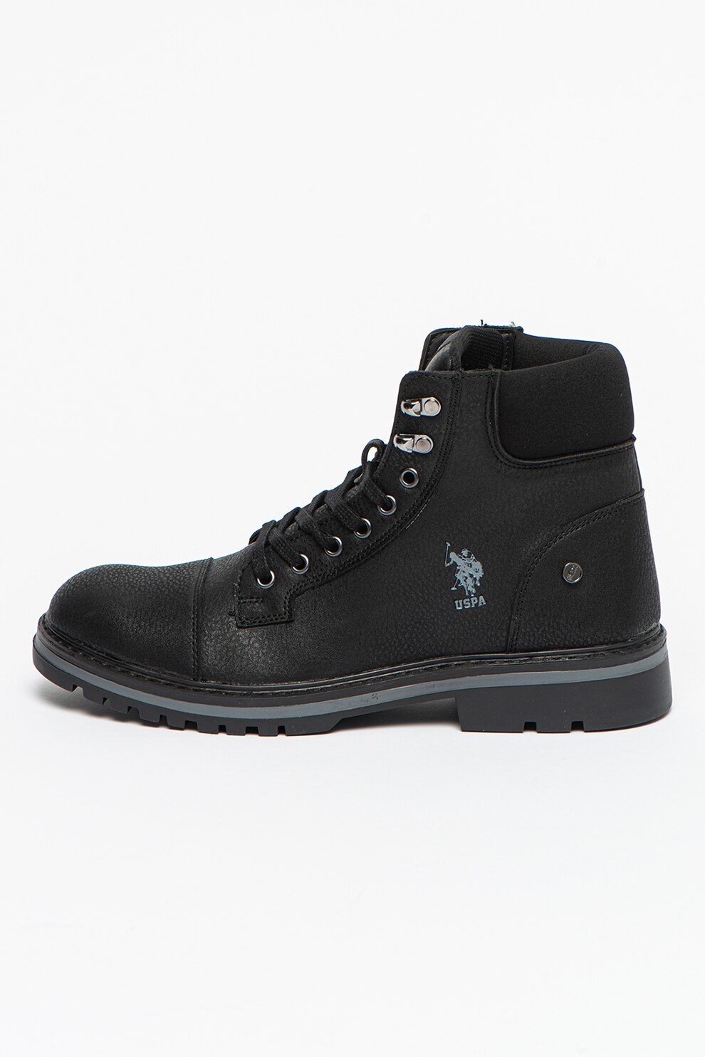 U.S. Polo Assn., Bocanci de piele ecologica Jones, Negru, 45