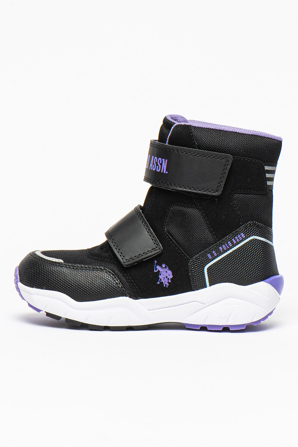 U.S. Polo Assn., Ghete cu benzi velcro Enzo, Negru/Violet ametist, 32 EU