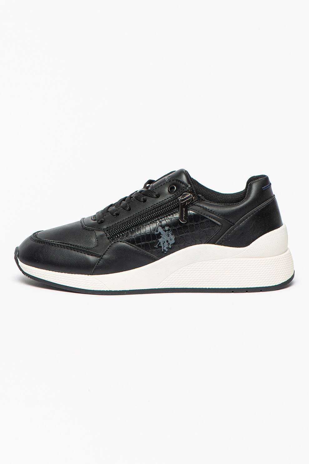 U.S. Polo Assn., Pantofi sport wedge de piele ecologica Vidya, Negru