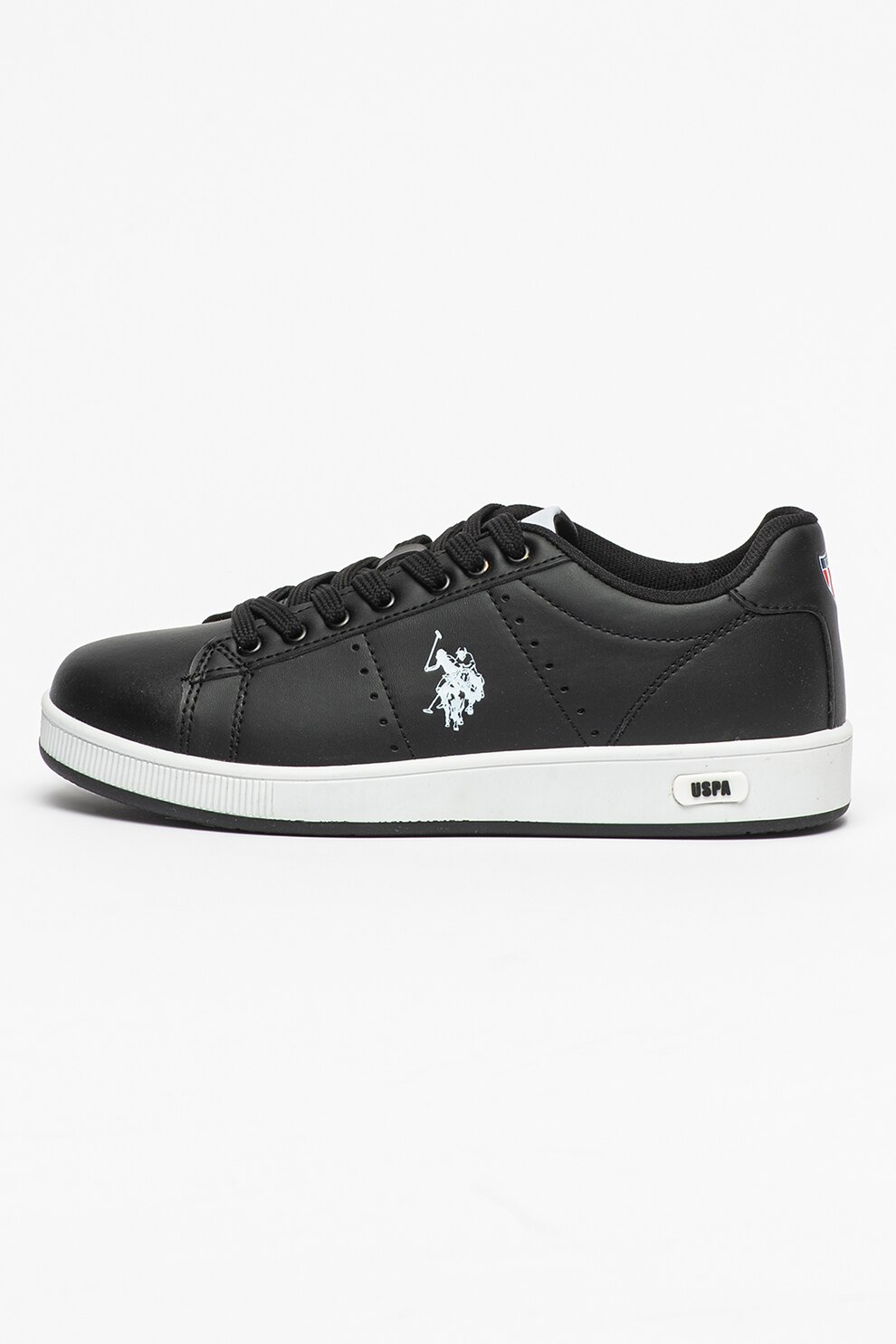 U.S. Polo Assn., Pantofi sport din piele ecologica Nobel, Negru