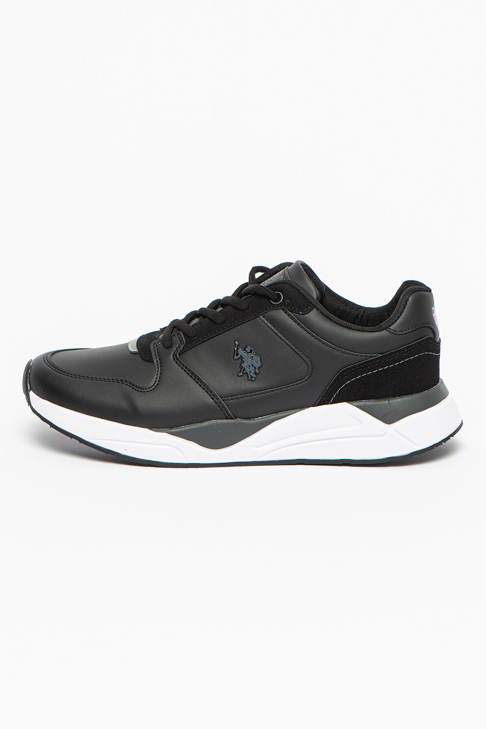 U.S. Polo Assn., Pantofi sport cu insertii de material textil Franklin, Negru