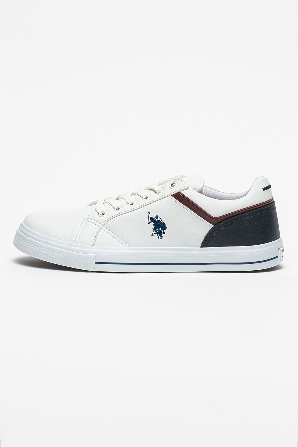 U.S. Polo Assn., Pantofi sport din piele ecologica Ponk, Alb