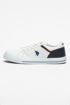 U.S. Polo Assn., Pantofi sport din piele ecologica Ponk, Alb U.S. Polo Assn., Pantofi sport din piele ecologica Ponk, Alb