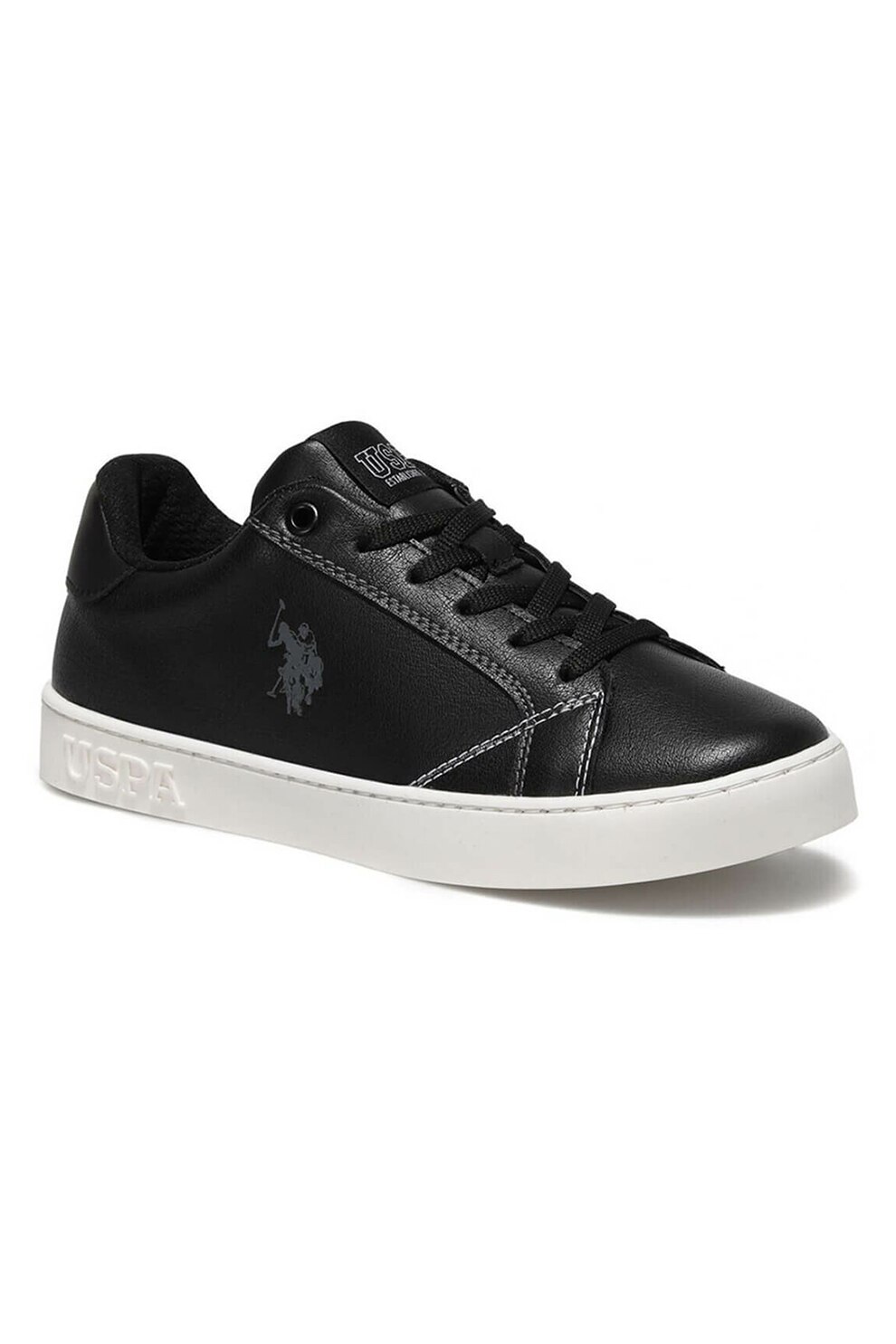 U.S. Polo Assn., Pantofi sport low cut din piele ecologica, Negru