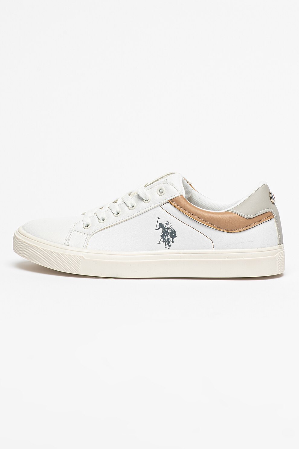 U.S. Polo Assn., Pantofi sport din piele ecologica Null, Alb