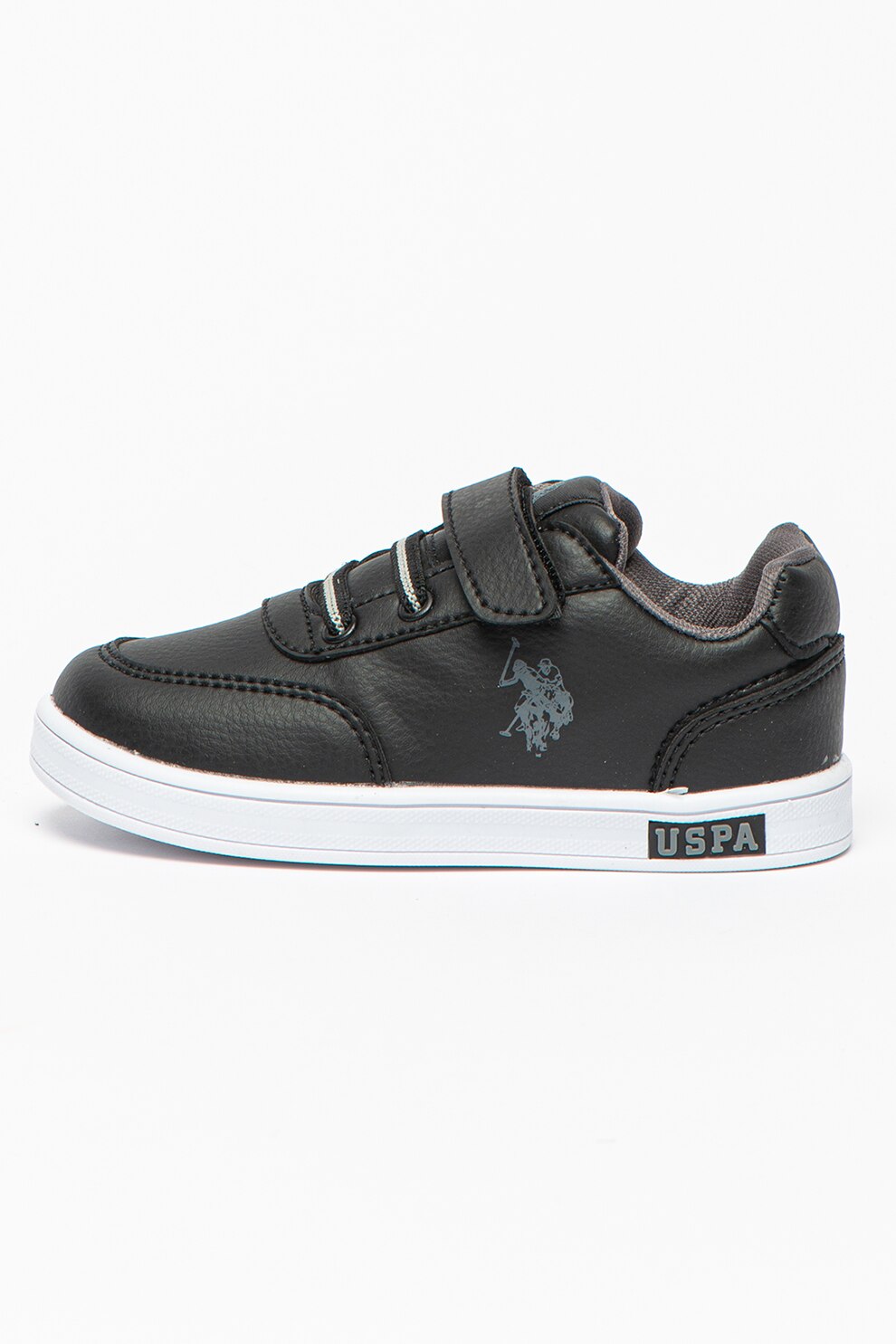 U.S. Polo Assn., Pantofi sport de piele ecologica cu velcro Cameron, Negru