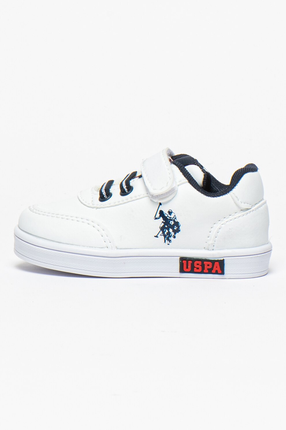 U.S. Polo Assn., Pantofi sport de piele ecologica cu velcro Cameron, Alb