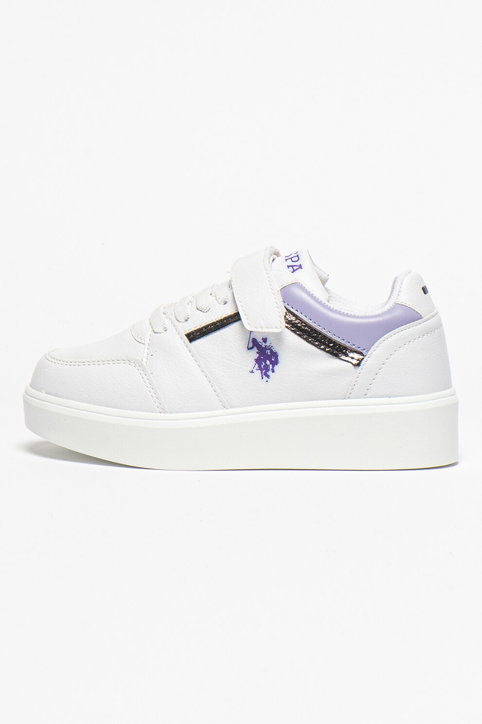 U.S. Polo Assn., Pantofi sport din piele ecologica Dazzle, Alb/Lila