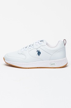 U.S. Polo Assn., Pantofi sport din piele ecologica cu detaliu logo Angel, Alb