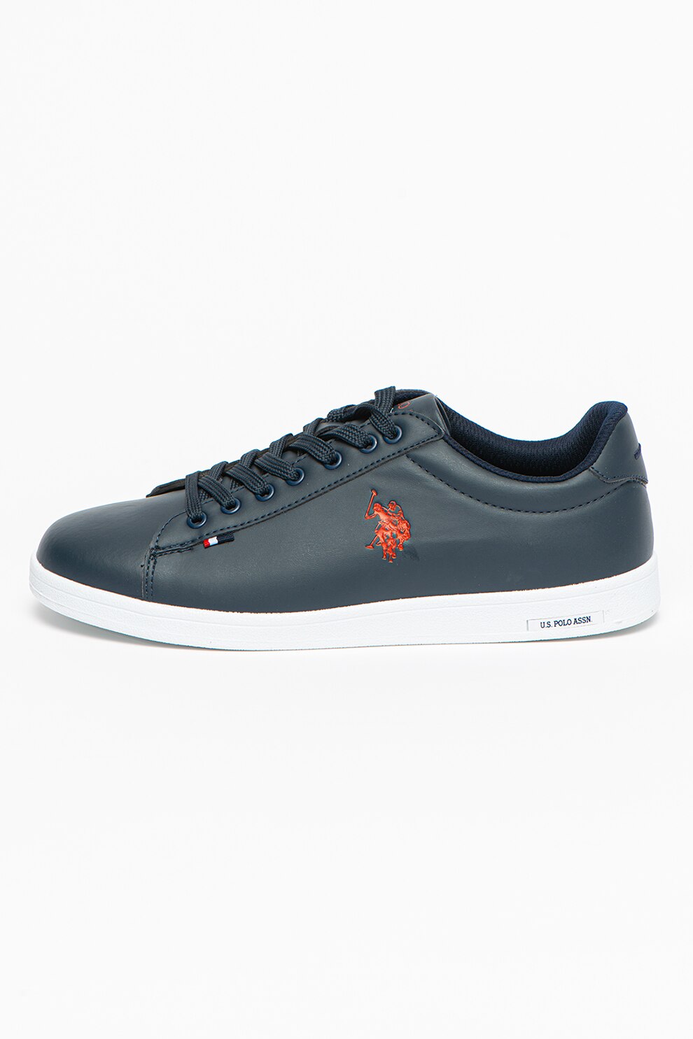 U.S. Polo Assn., Pantofi sport de piele ecologica Franco, Bleumarin/Rosu