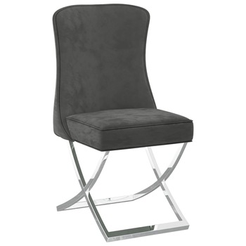 Scaun, gri, 53x52x98 cm, catifea si otel inoxidabil 288587 Scaun, gri, 53x52x98 cm, catifea si otel inoxidabil 288587