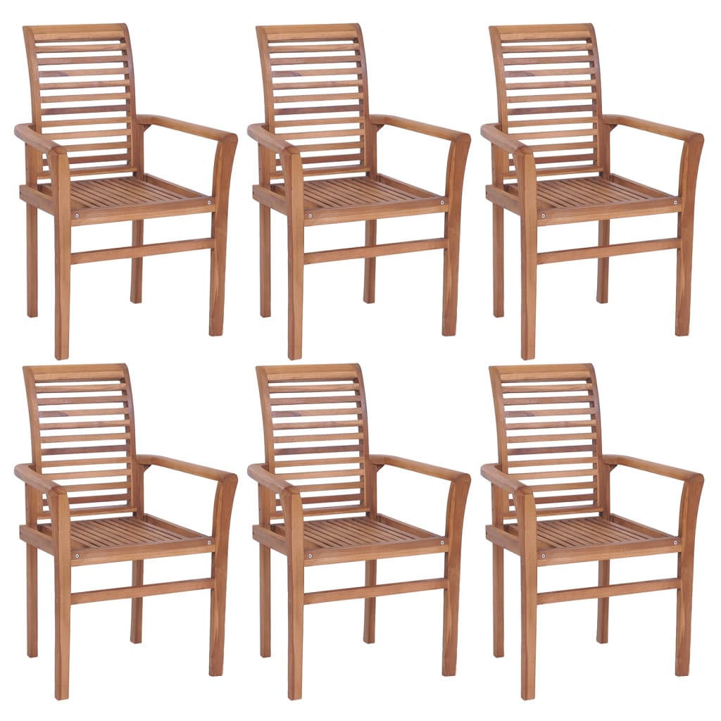 Set scaune de bucatarie stivuibile, 6 buc, lemn masiv de tec 3072944