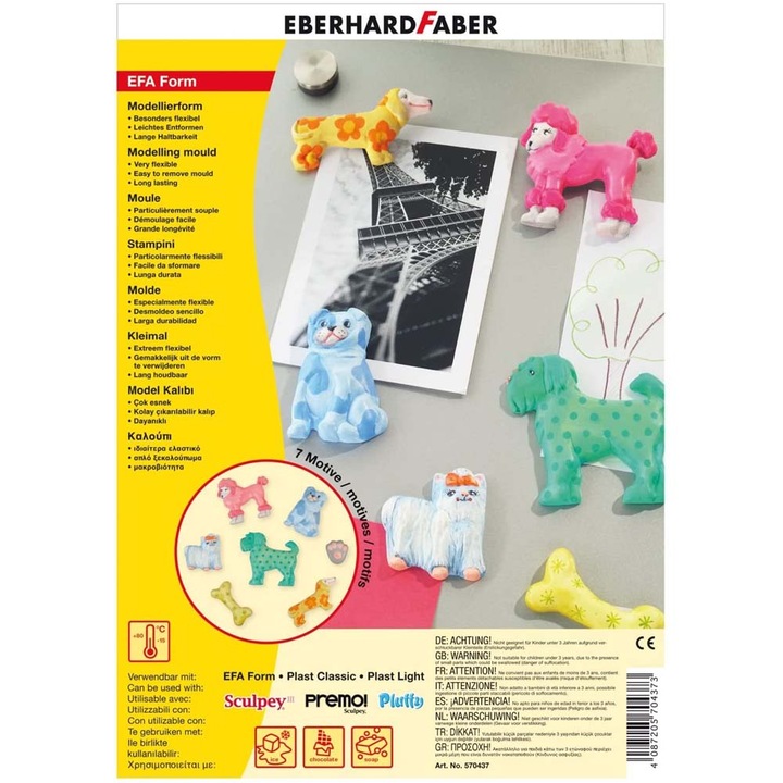 Set joc de modelat, Eberhard Faber, 7 buc, 8 cm, Multicolor