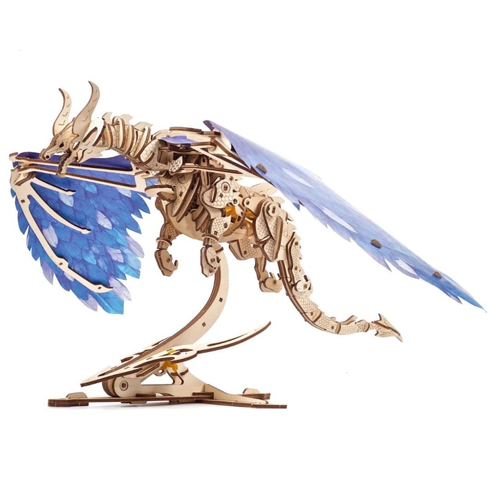 3D пъзел Ugears Дракон Буреносец, механичен, 320 части, подарък за мъж