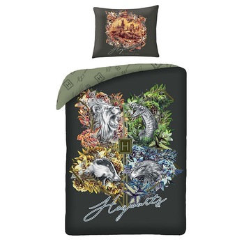 Set lenjerie pat Harry Potter Hogwarts Blossoms, 140x200 cm, 2 piese Set lenjerie pat Harry Potter Hogwarts Blossoms, 140x200 cm, 2 piese