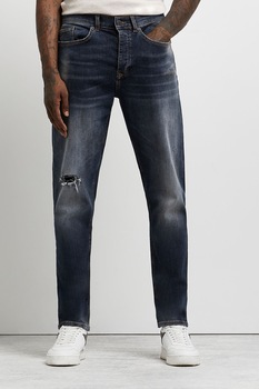 River Island, Blugi relaxed fit cu aspect decolorat, Negru stins River Island, Blugi relaxed fit cu aspect decolorat, Negru stins
