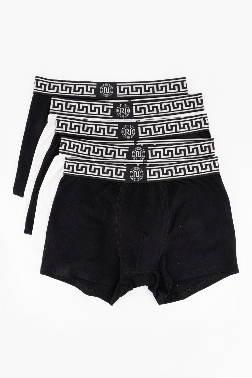 River Island, Set de boxeri din amestec de bumbac cu banda contrastanta in talie - 3 perechi, Negru/Alb, S