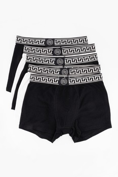 River Island, Set de boxeri din amestec de bumbac cu banda contrastanta in talie - 3 perechi, Negru/Alb, S River Island, Set de boxeri din amestec de bumbac cu banda contrastanta in talie - 3 perechi, Negru/Alb, S