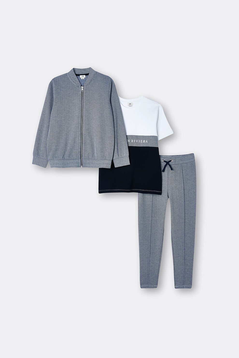 River Island, Set de imbracaminte - 3 piese, Gri/Negru/Alb