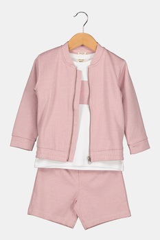 River Island, Set de bluza sport cu fermoar, tricou si pantaloni scurti- 3 piese, Rosu stins/Alb River Island, Set de bluza sport cu fermoar, tricou si pantaloni scurti- 3 piese, Rosu stins/Alb