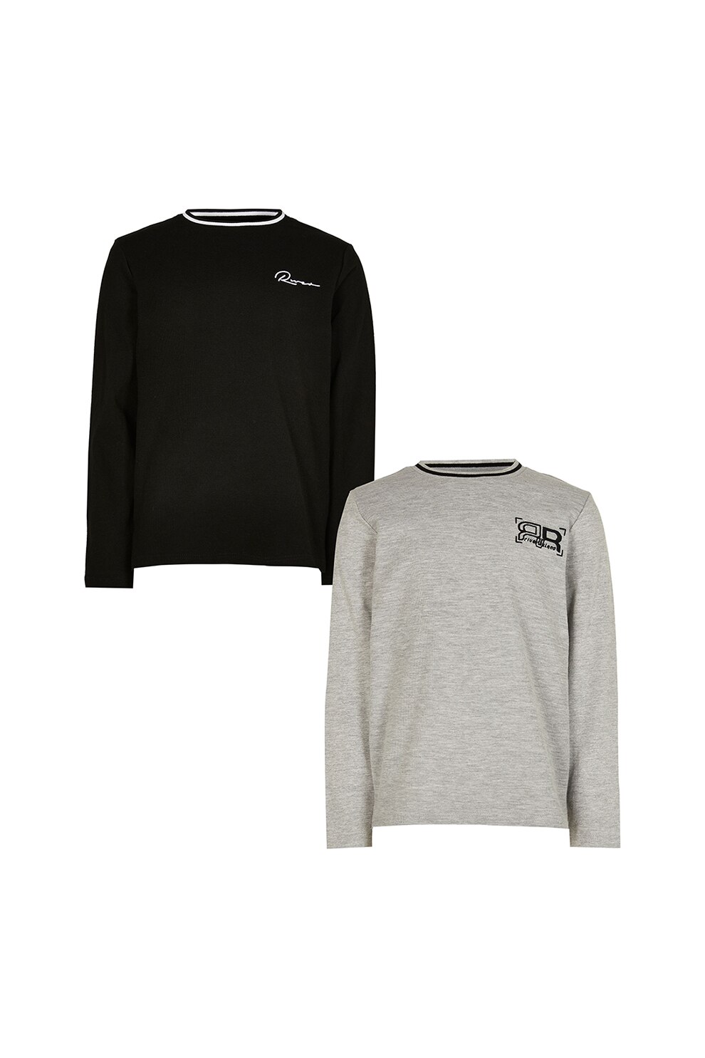 River Island, Set de bluze de bumbac - 2 piese, Negru/Gri