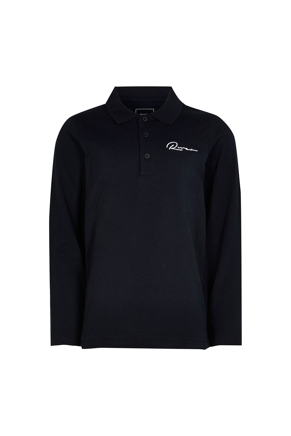 River Island, Bluza polo cu broderie logo, Bleumarin