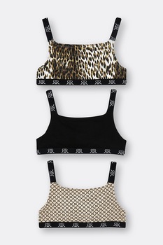 River Island, Set de bustiere din amestec de bumbac - 3 piese, Negru/Maro River Island, Set de bustiere din amestec de bumbac - 3 piese, Negru/Maro